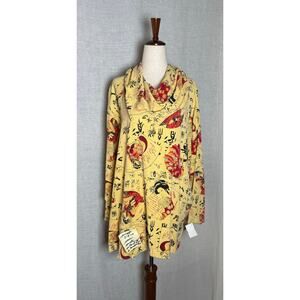 Vintage Tianello Yellow Geisha Print Cowl Neck Tunic
Size Medium
NWT
